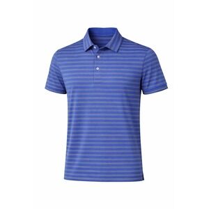 Donald Ross  Men's Polo Shirt LARGE BLUE GRAY STRIPE PERFORMANCE Fabric.